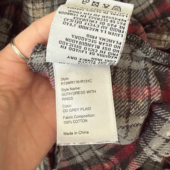 R13 Gothic Baby Doll Dress with Rings in Red/Blue Bleached Plaid M - Picture 10 of 10